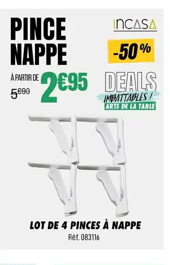 Narbonne accessoires INCASA Lot de 4 pinces à nappe offre