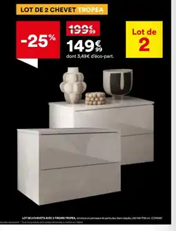 BUT Lot de 2 chevets avec 2 tiroirs tropea offre