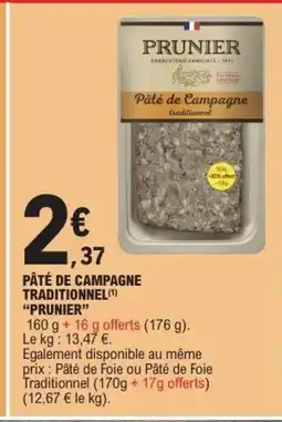 E.Leclerc PRUNIER Pâté de campagne traditionnel offre