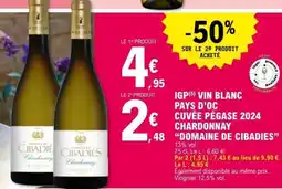 E.Leclerc IGP VIN BLANC PAYS D’OC CUVÉE PÉGASE 2024 CHARDONNAY “DOMAINE DE CIBADIES” offre