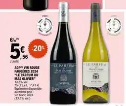 E.Leclerc AOP(5) VIN ROUGE FAUGÈRES 2024 “LE PARFUM DU MAS OLIVIER” offre