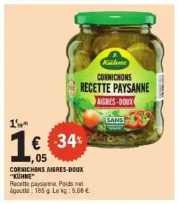 E.Leclerc CORNICHONS AIGRES-DOUX “KÜHNE” offre