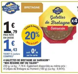 E.Leclerc 4 Galettes de Bretagne au Sarrasin offre