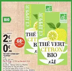 E.Leclerc Thé Vert Citron Bio Clipper offre