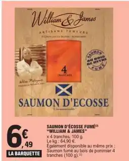E.Leclerc SAUMON D’ÉCOSSE FUMÉ “WILLIAM & JAMES” offre