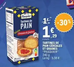 E.Leclerc TARTINES DE PAIN CÉRÉALES ET GRAINES “PASQUIER” offre