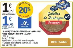 E.Leclerc 4 Galettes de Bretagne au Sarrasin offre