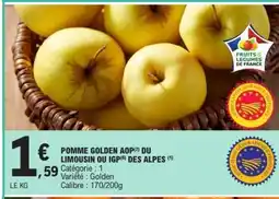 E.Leclerc POMME GOLDEN AOP DU LIMOUSIN OU IGP DES ALPES offre