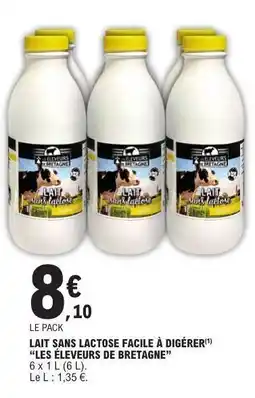 E.Leclerc Lait sans lactose facile à digérer 'Les Éleveurs de Bretagne' offre
