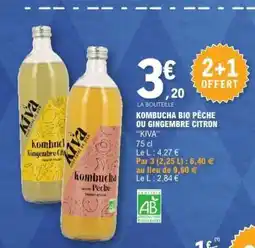 E.Leclerc KOMBUCHA BIO PÊCHE OU GINGEMBRE CITRON KIVA offre