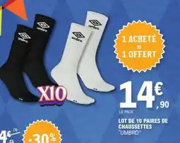E.Leclerc LOT DE 10 PAIRES DE CHAUSSETTES UMBRO offre