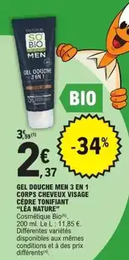 E.Leclerc So bio - gel douche men 3 en 1 corps cheveux visage offre