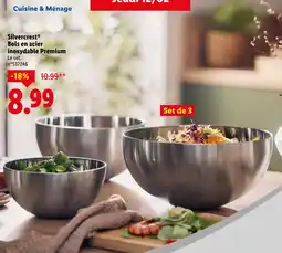 Lidl Silvercrest bols en acier inoxydable premium offre