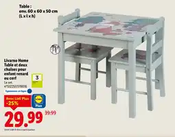 Lidl Livarno home table et deux chaises pour enfant renard offre
