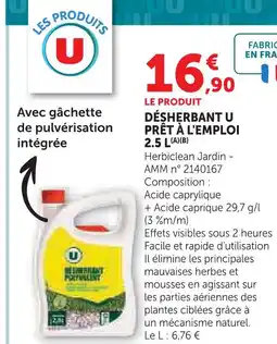 Hyper U U désherbant prêt à l'emploi 2,5 l offre