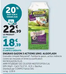 Hyper U Algoflash engrais gazon 3 actions 10kg offre