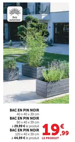 Hyper U Bac en pin noir 40 x 40 x 39 cm offre