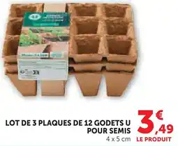 Hyper U U lot de 3 plaques de 12 godets pour semis offre