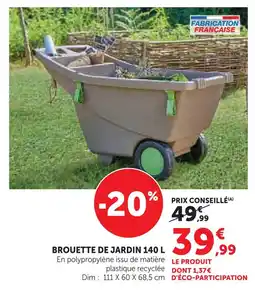 Hyper U Brouette de jardin 140 l offre