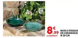 Hyper U Bain à oiseaux en céramique ø 30 cm offre