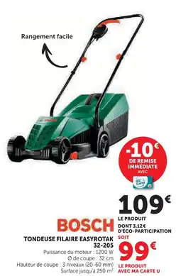 Hyper U Bosch tondeuse filaire easyrotak 32-205 offre
