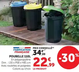 Hyper U Poubelle 110l - bleu offre