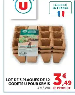 Super U U lot de 3 plaques de 12 godets pour semis offre