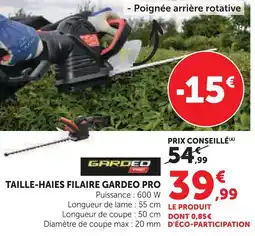 Super U Gardeo pro taille-haies filaire offre