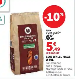 Super U U bois d'allumage 40l offre