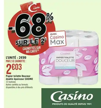 Casino Supermarchés Papier Toilette Douceur offre