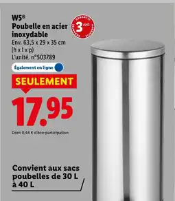 Lidl W5 Poubelle en acier inoxydable offre