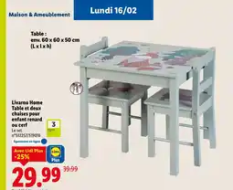 Lidl LIVARNO HOME Table et deux chaises pour enfant renard ou cerf offre