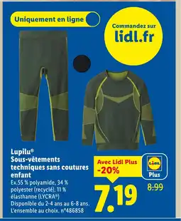 Lidl LUPILU Sous-vêtements techniques sans coutures enfant offre