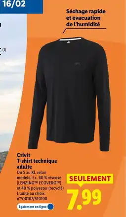 Lidl CRIVIT T-shirt technique adulte offre