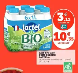 Utile LACTEL Lait bio uht demi-écrémé offre
