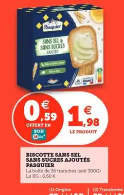 Utile PASQUIER Biscotte sans sel sans sucres ajoutés offre