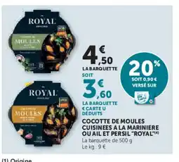 U Express ROYAL Cocotte de moules cuisinees a la mariniere ou ail et persil offre