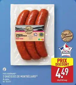 ALDI Pays gourmand 3 saucisses de montbéliard offre