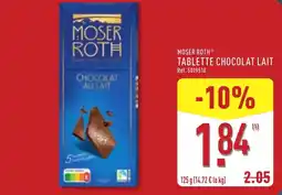 ALDI Moser roth tablette chocolat lait offre