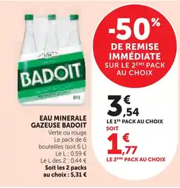 Super U Badoit eau minérale gazeuse offre