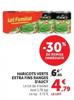 Super U D'aucy haricots verts extra fins rangés offre
