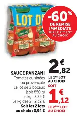 Super U Panzani sauce offre