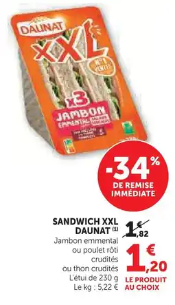 Super U Daunat sandwich xxl offre