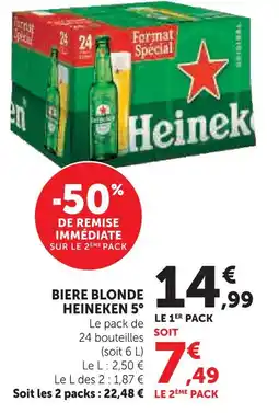 Super U Heineken bière blonde 5° offre