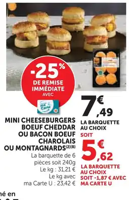 Super U Mini cheeseburgers boeuf cheddar offre