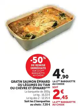 Super U Gratin saumon épinard offre