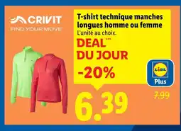 Lidl Crivit t-shirt technique manches longues homme offre