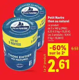Lidl Petit navire thon entier au naturel offre