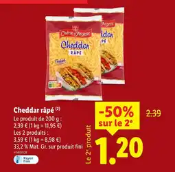 Lidl Chêne d'argent cheddar râpé offre