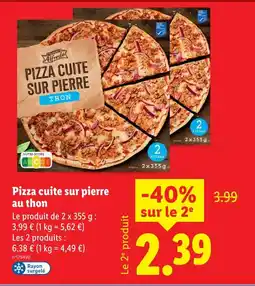Lidl Alfredo pizza cuite sur pierre au thon offre